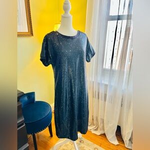 Moulinette Soeurs Blue Sequin Midi Shift Dress